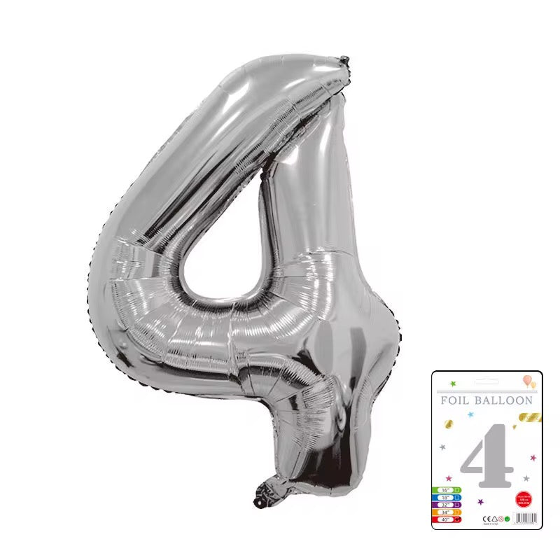 Silver number balloon 100cm