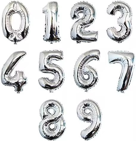 Silver number balloon 100cm