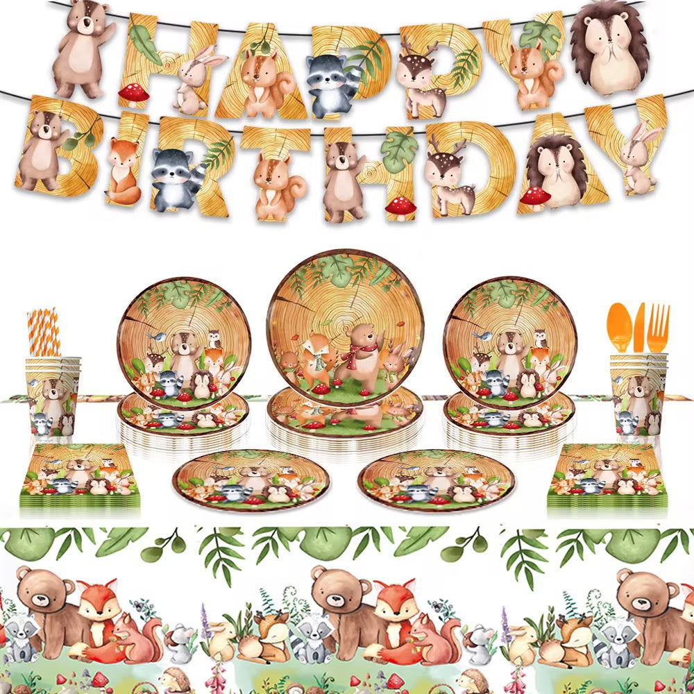 Wood forest animals party set