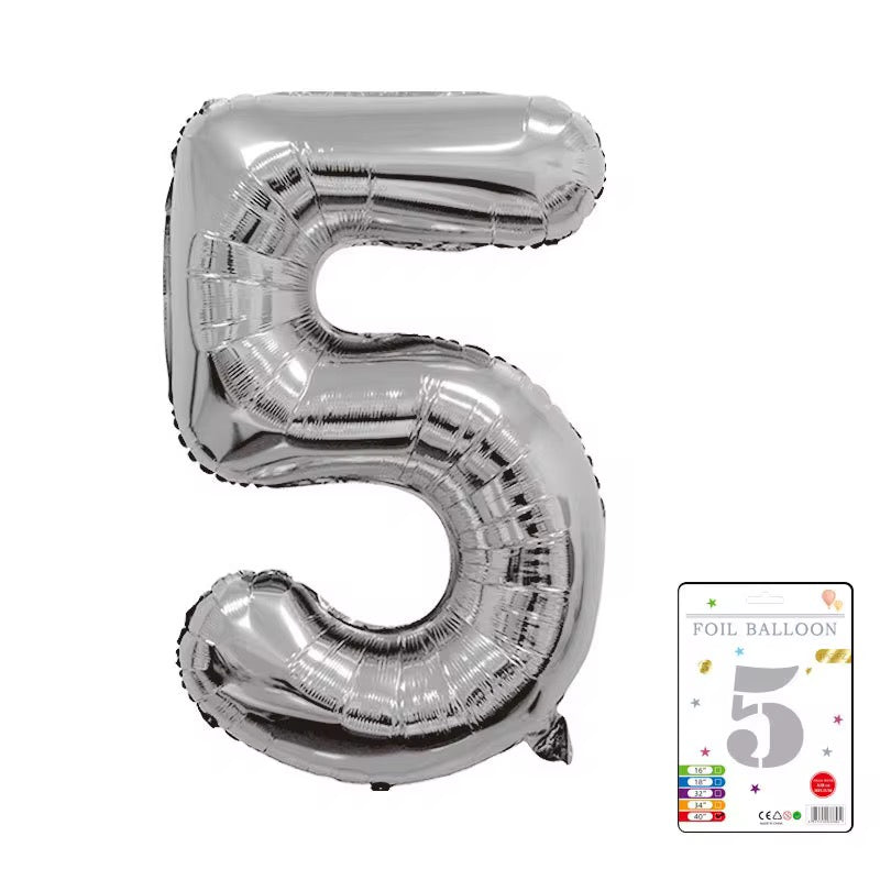Silver number balloon 100cm