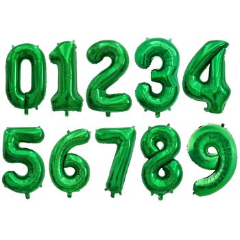 Green number balloons