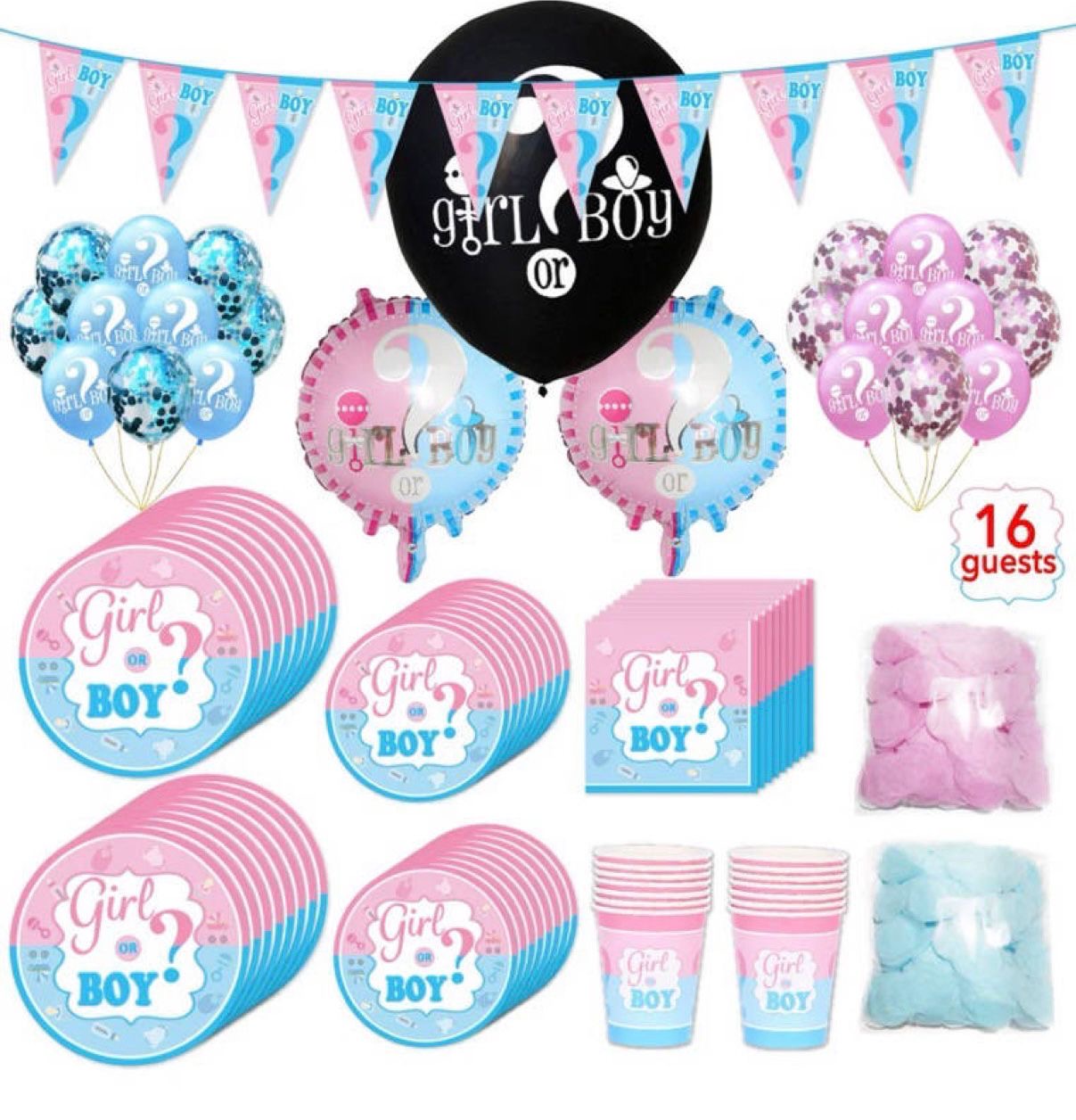 Gender reveal (girl or boy) party set