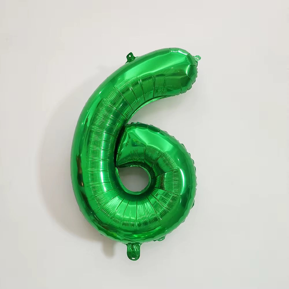 Green number balloons