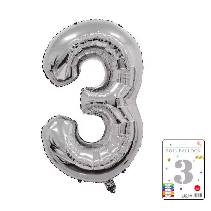Silver number balloon 100cm