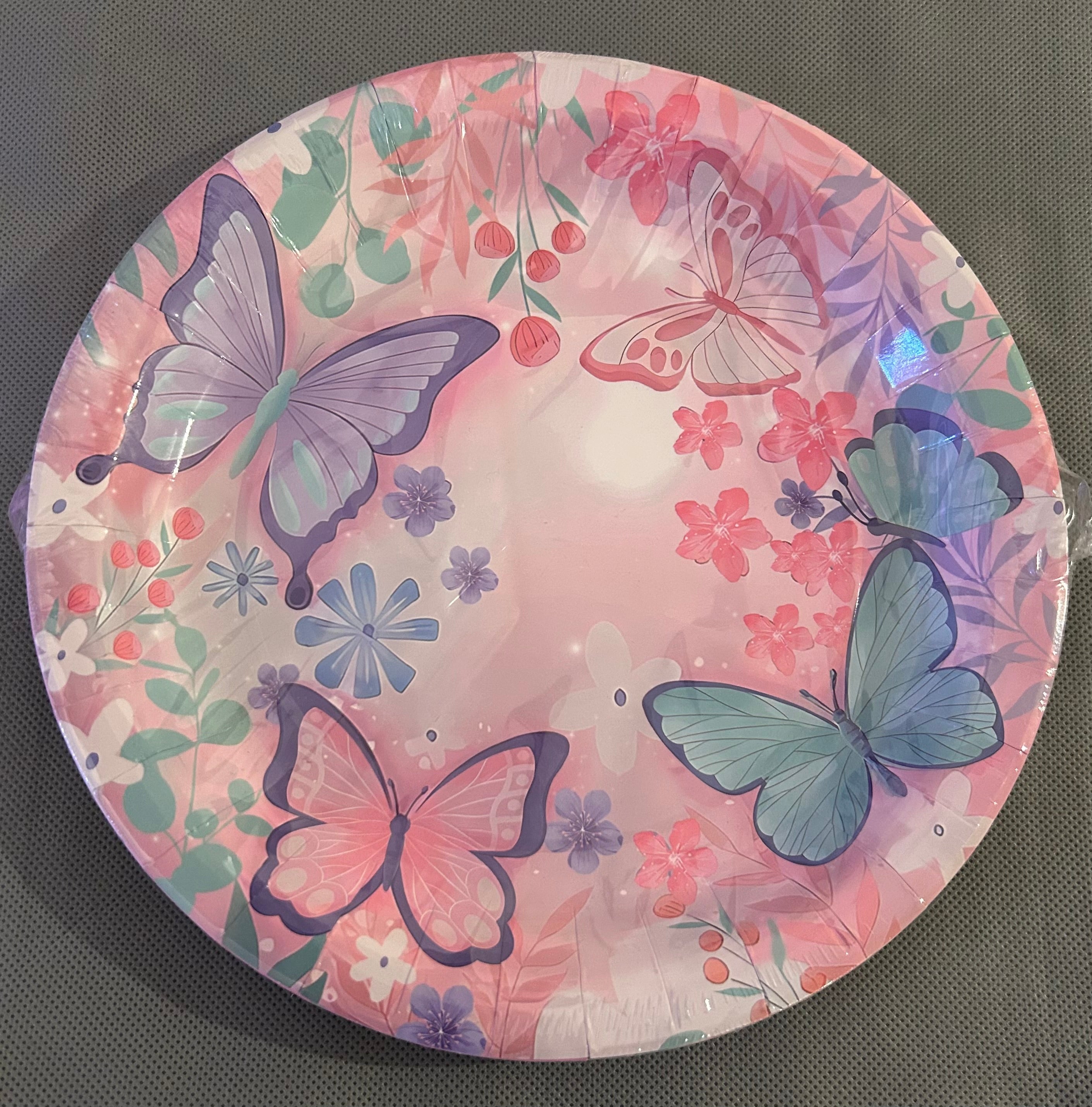 Butterfly pink and white party set