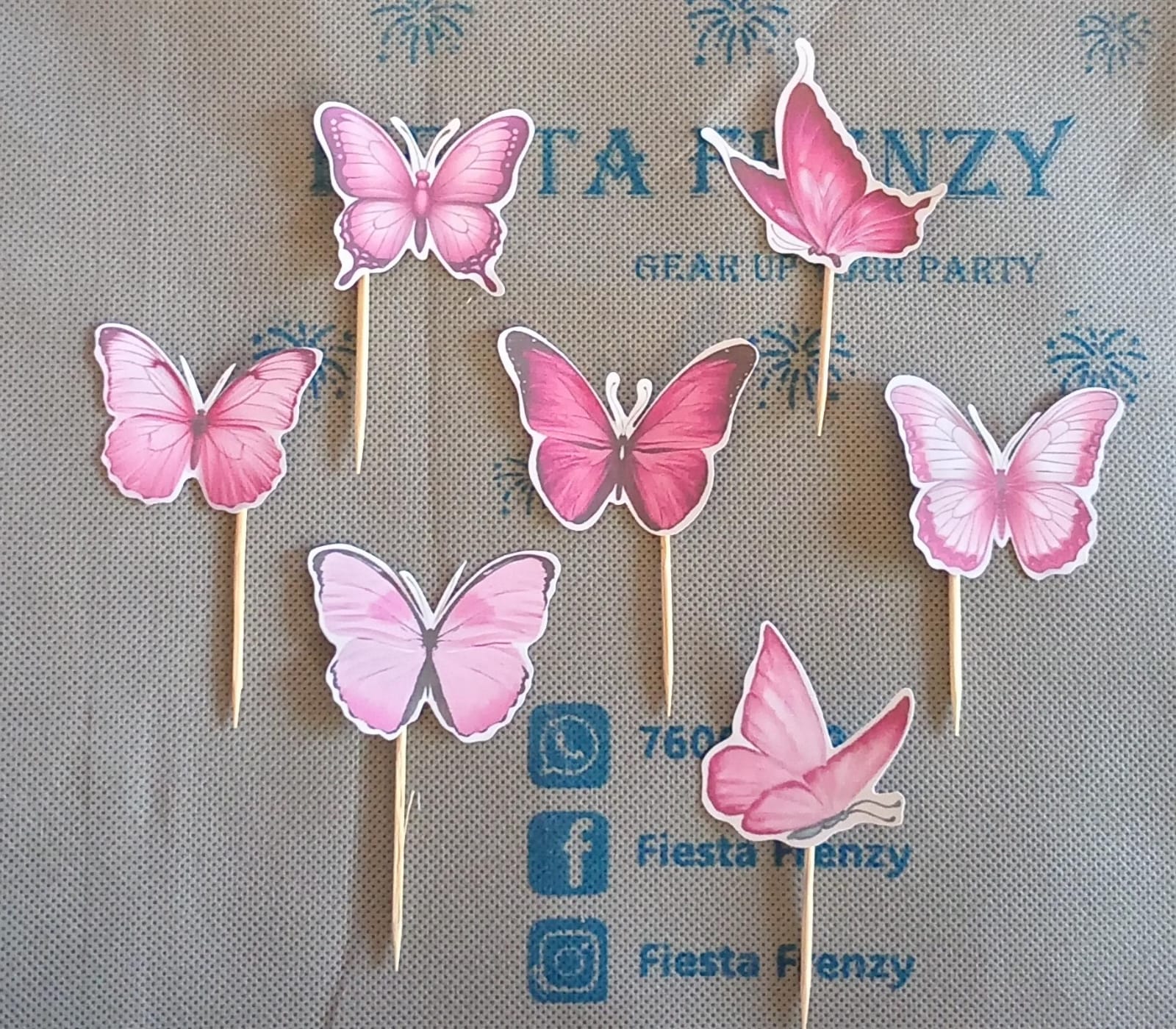 Butterfly pink and white party set