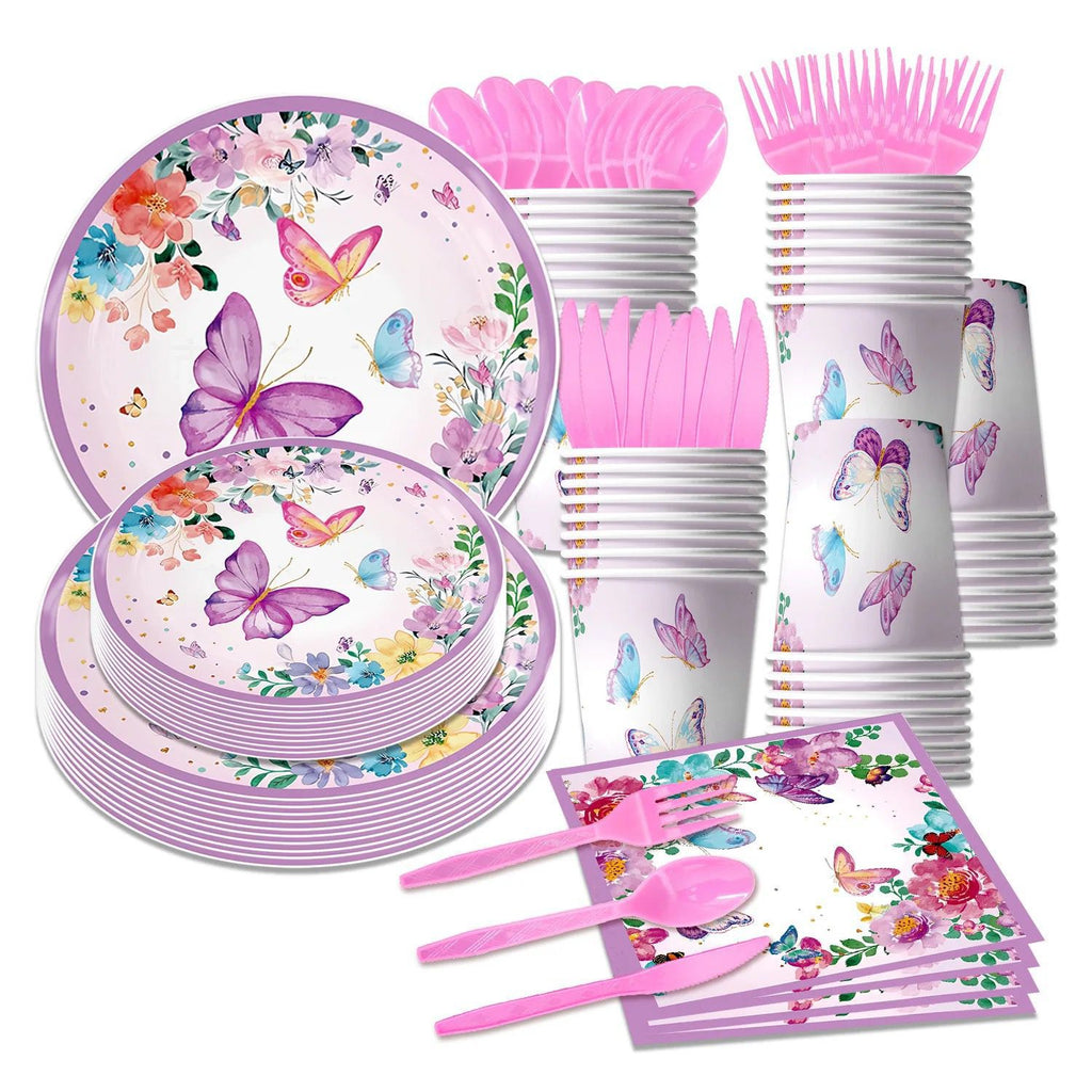 Butterfly purple party set