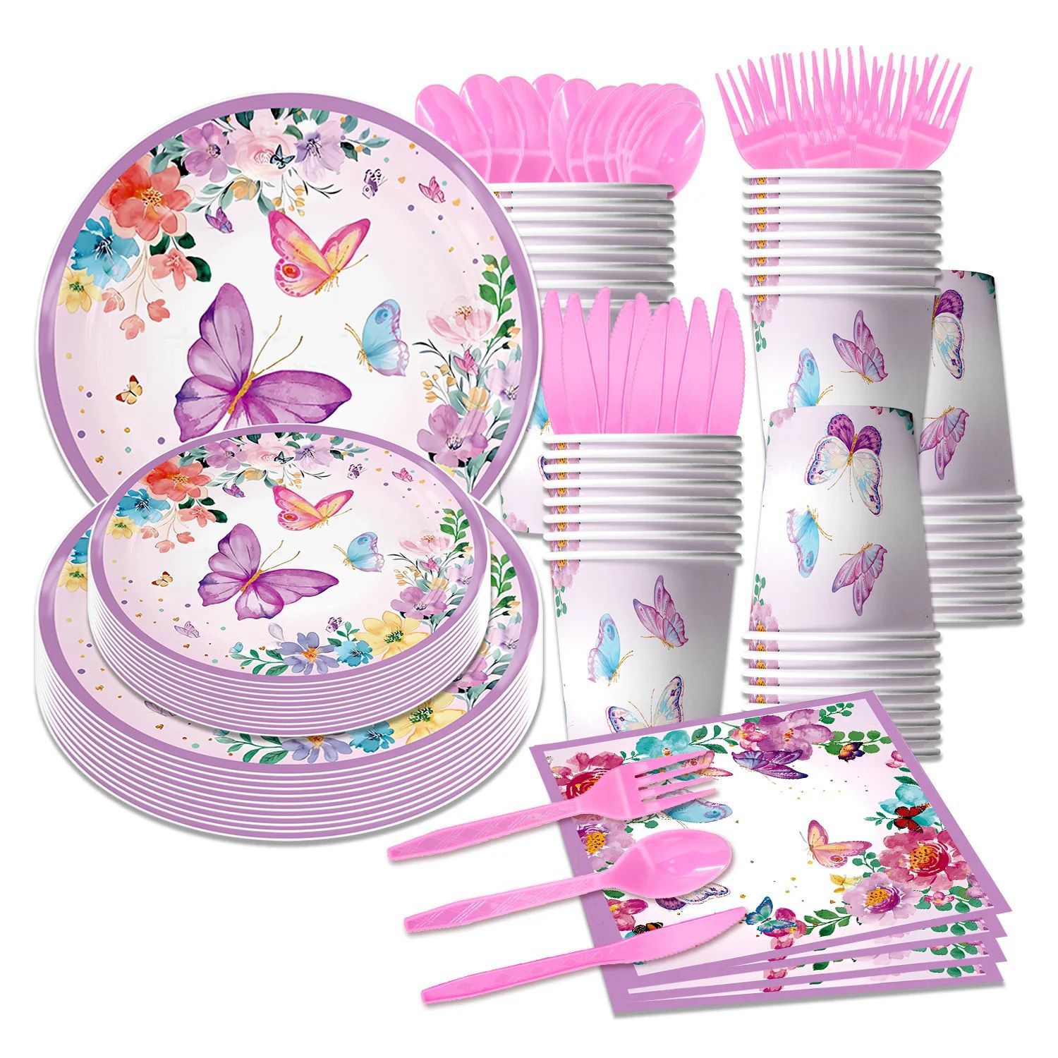 Butterfly purple party set
