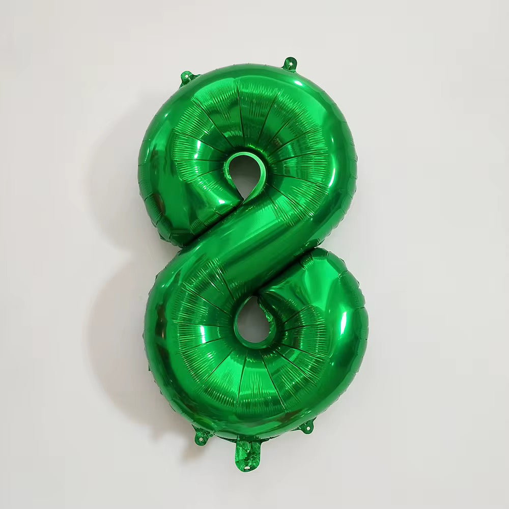Green number balloons