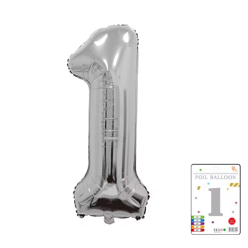 Silver number balloon 100cm