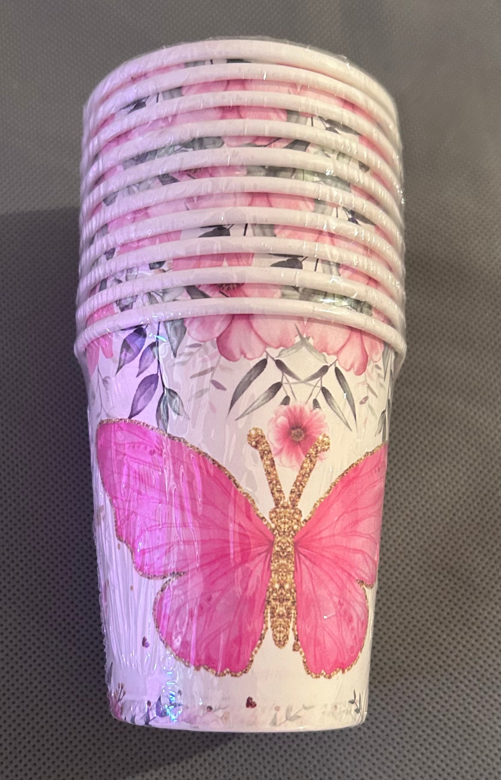 Butterfly pink and white party set