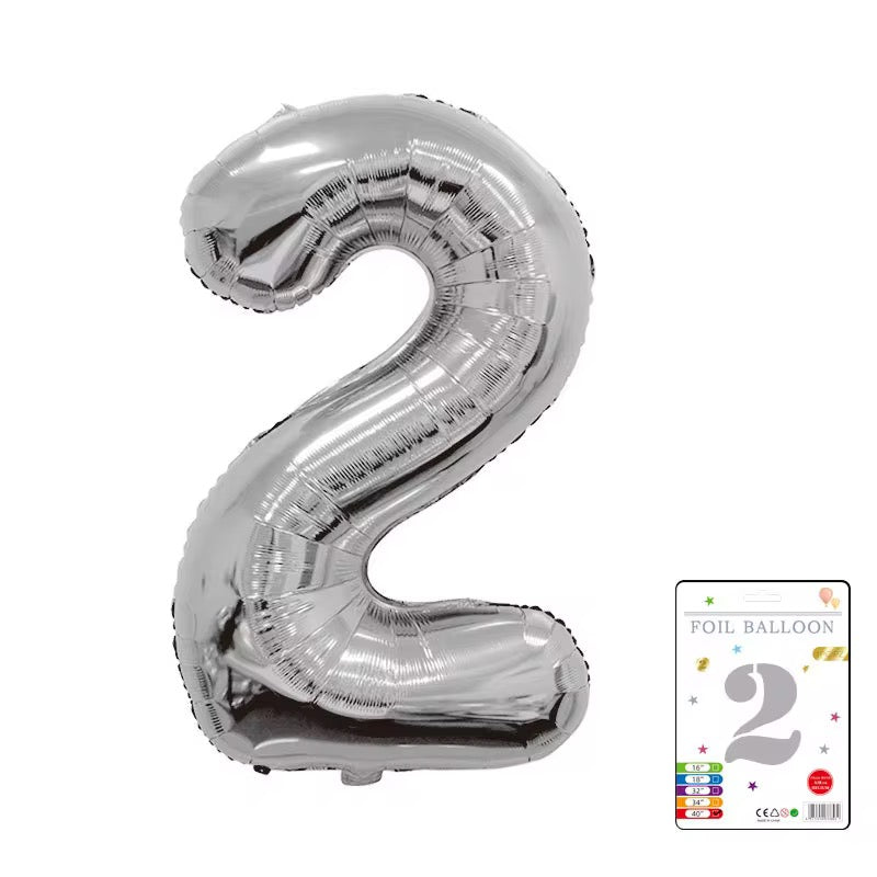 Silver number balloon 100cm