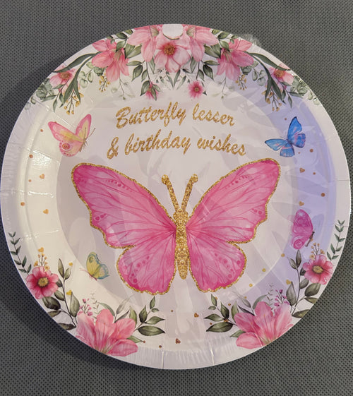 Butterfly pink and white party set